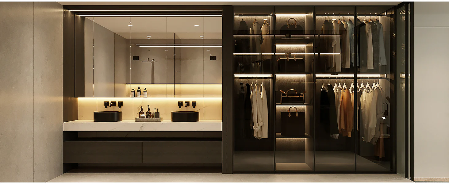 Add Ribbon Lighting Beneath Your Closet Rod