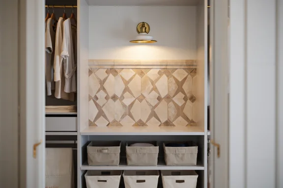 Vintage Sconce And Tile Half Wall